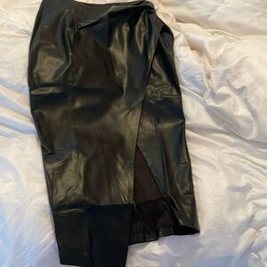 Fashion nova faux leather skirt with slit